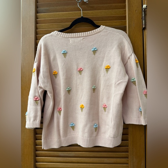 LOFT Pastel Ice Cream Embroidered Sweater | XS | Pink - Picture 4 of 4